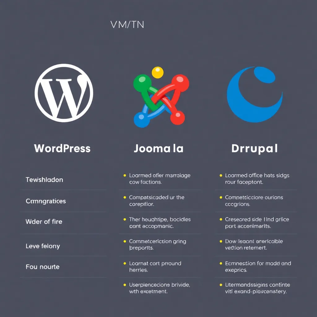 Diagramme comparatif des CMS WordPress, Joomla et Drupal