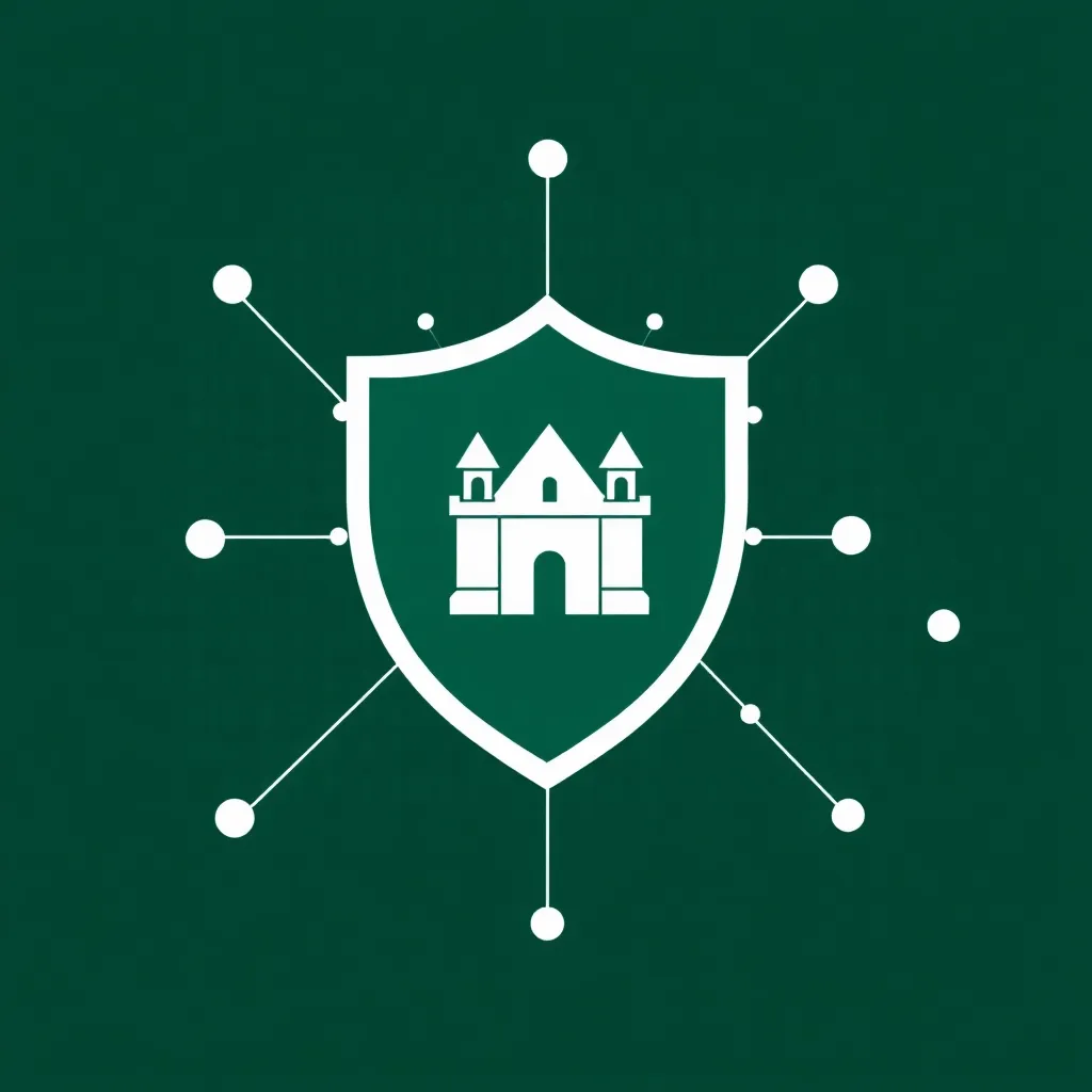 Représentation abstraite de la protection des données sur Internet avec un panneau, un cadenas et des connexions de données