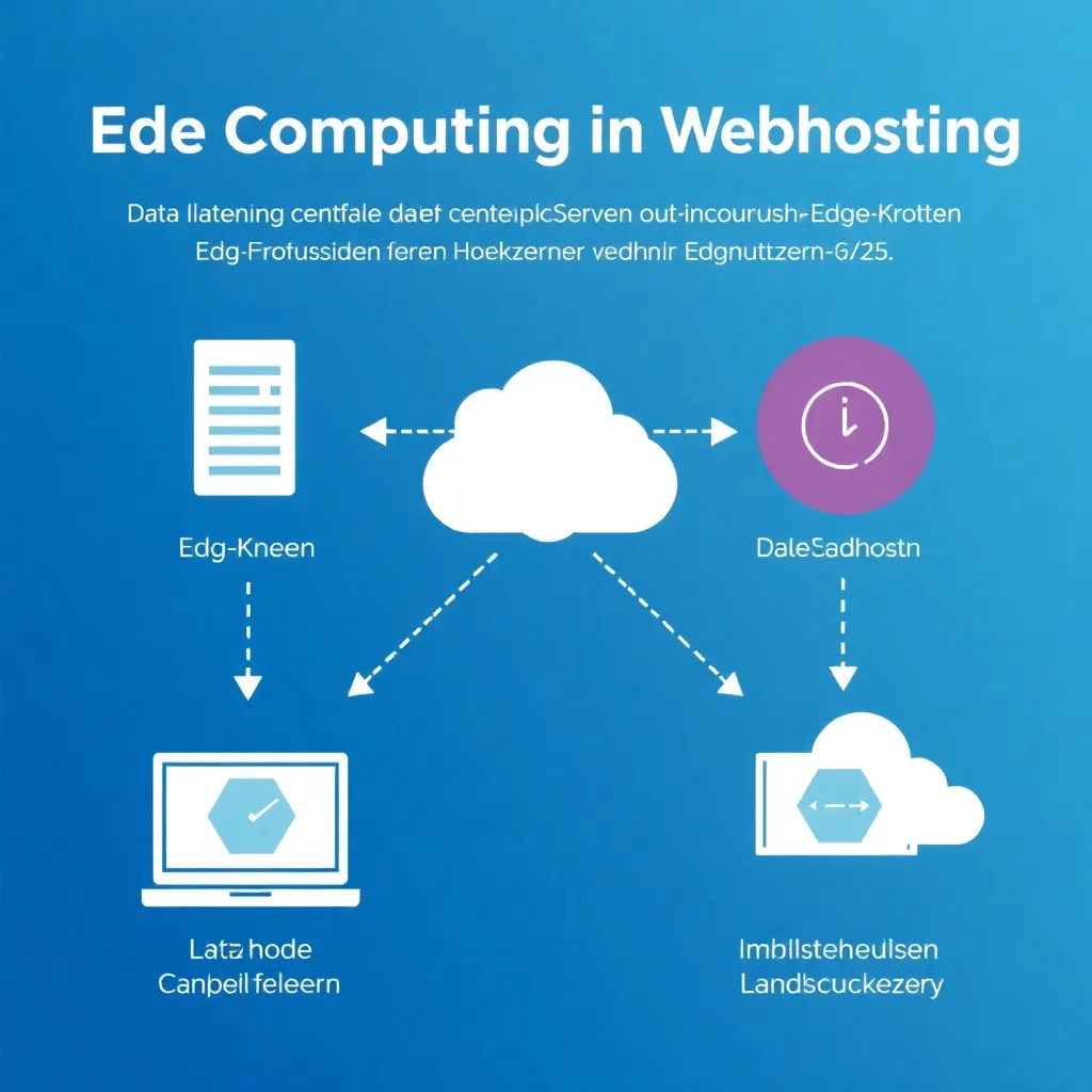 Représentation abstraite de l'Edge Computing dans l'hébergement web avec flux de données vers les nœuds Edge