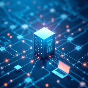 Un réseau futuriste symbolise l'edge computing dans l'hébergement web