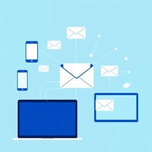 Visualisation de l'automatisation de l'e-mail marketing avec les appareils en réseau et le flux de données
