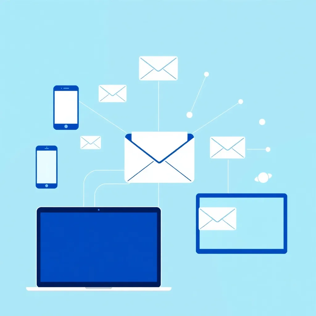 Visualisation de l'automatisation de l'e-mail marketing avec les appareils en réseau et le flux de données
