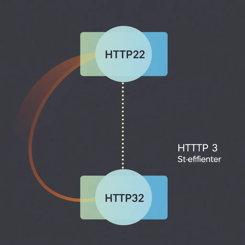 Visualisation abstraite des flux de données HTTP/3 vs. HTTP/2 dans un réseau