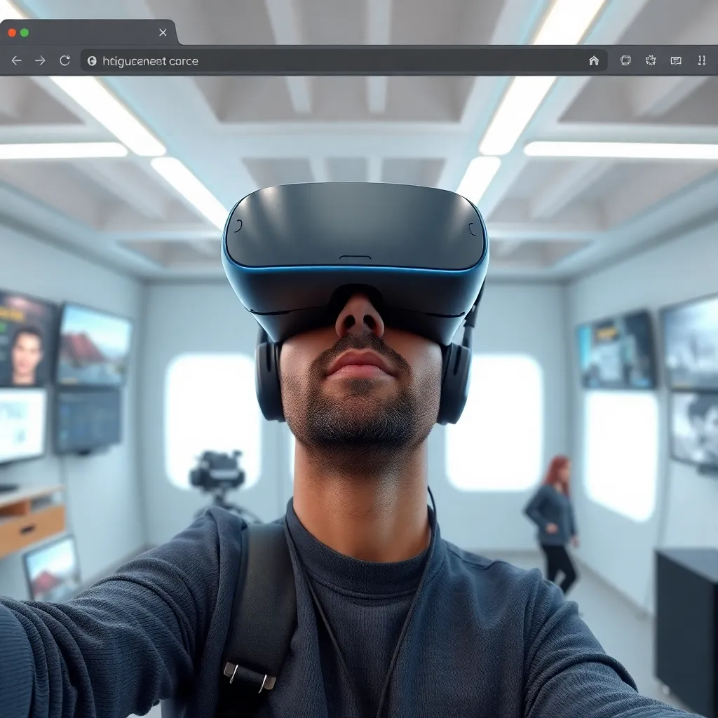 Expérience VR immersive démontrant les fonctionnalités de WebXR dans un navigateur.