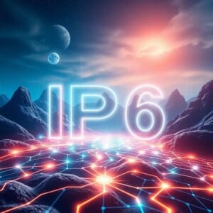 Illustration de réseau futuriste représentant la technologie IPv6.