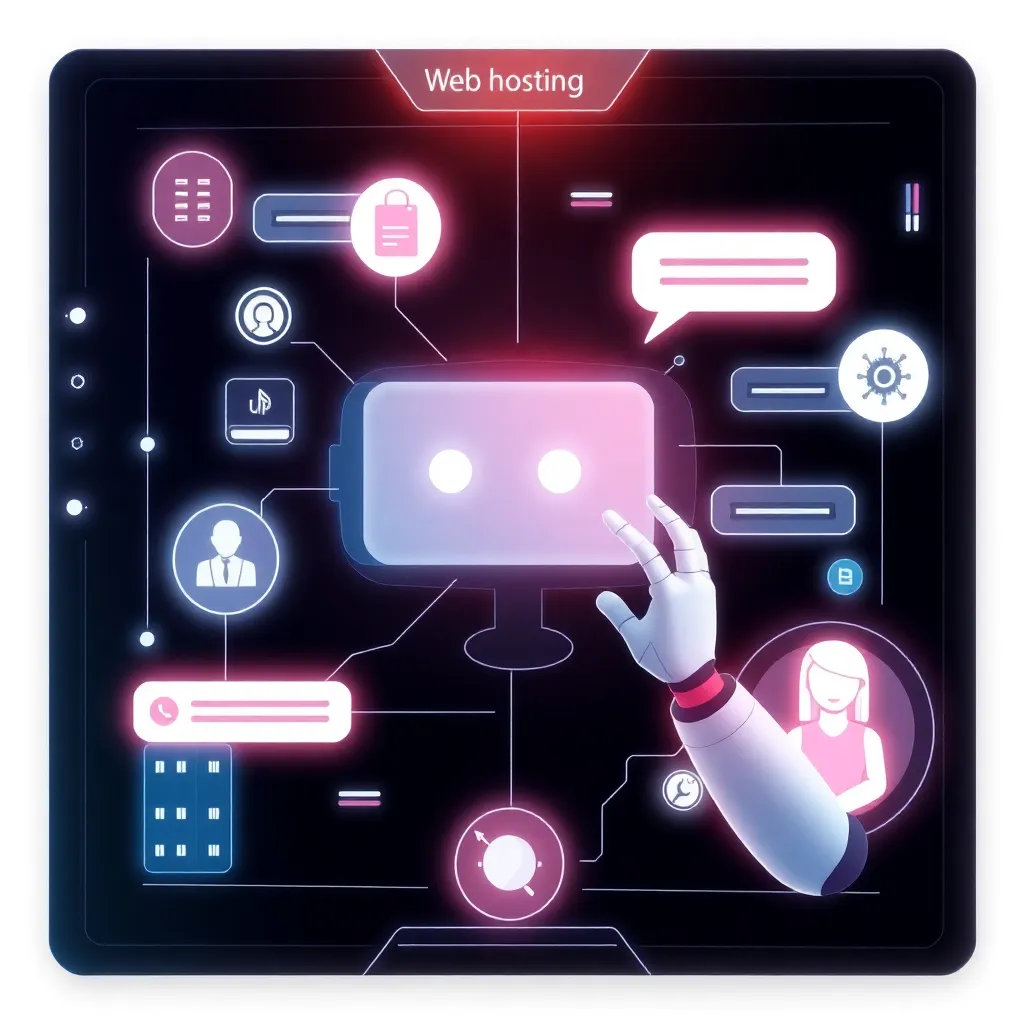 Chatbot IA dans le support d'hébergement web, qui interagit avec différents éléments d'hébergement