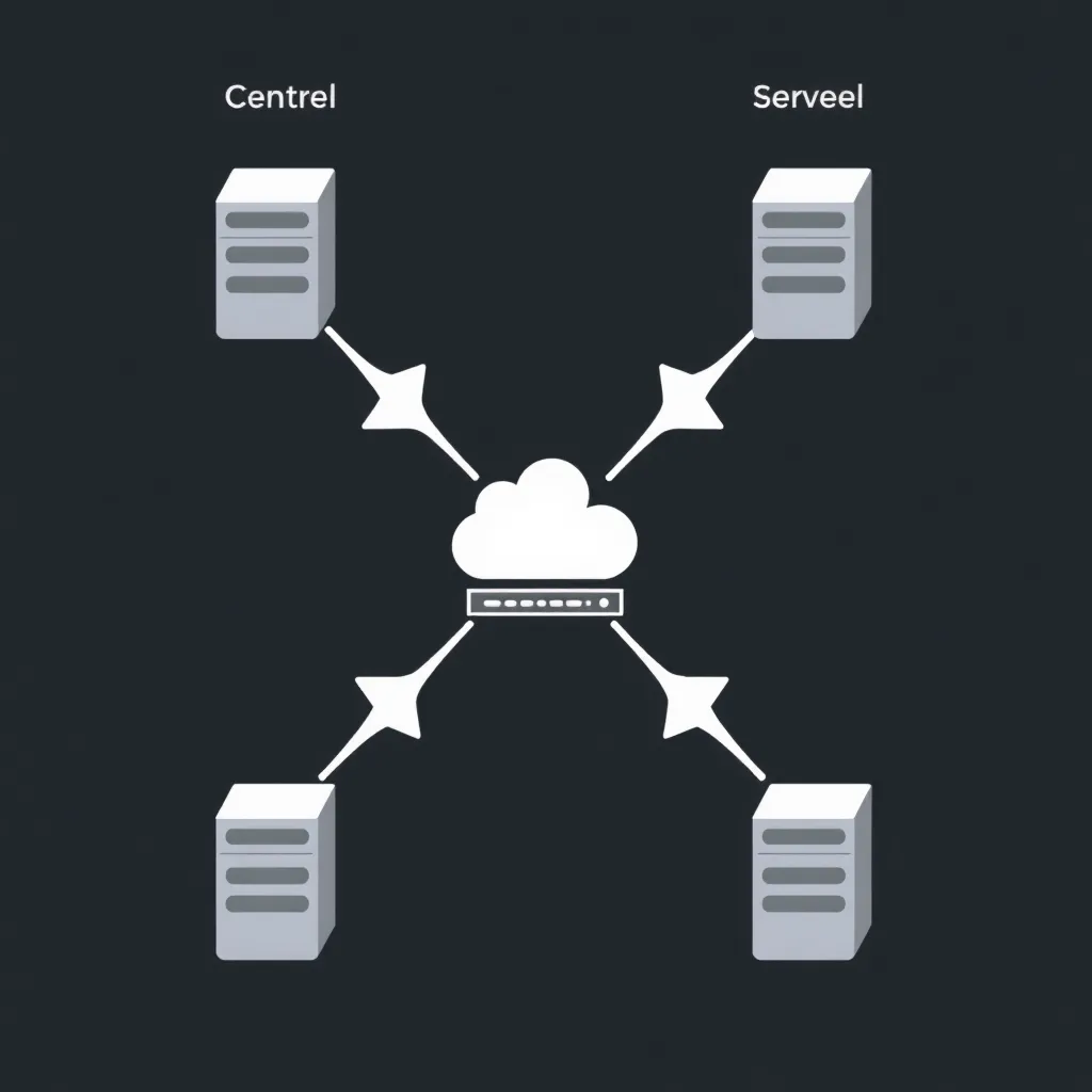 Load Balancing Diagramme de réseau avec plusieurs serveurs et répartiteur de charge central