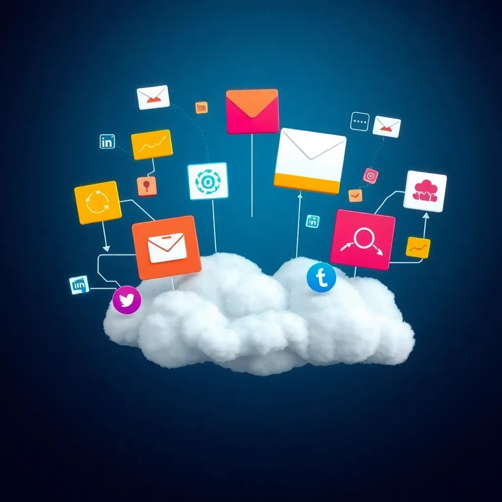 Représentation abstraite d'outils marketing en réseau pour les entreprises d'hébergement web