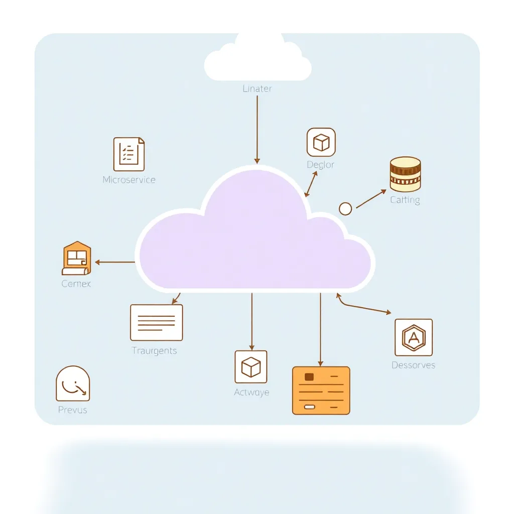 Illustration d'une infrastructure cloud avec microservices et DevOps.