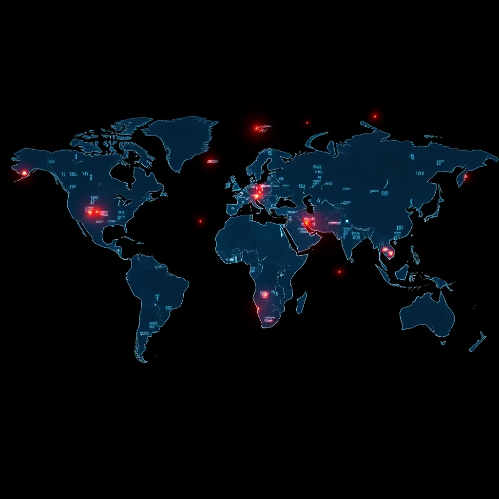 Représentation globale du réseau d'une stratégie multi-CDN avec des flux de données entre les continents