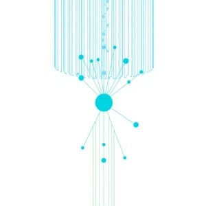 Représentation abstraite de l'optimisation de la base de données MySQL avec des nœuds et des flux de données en réseau