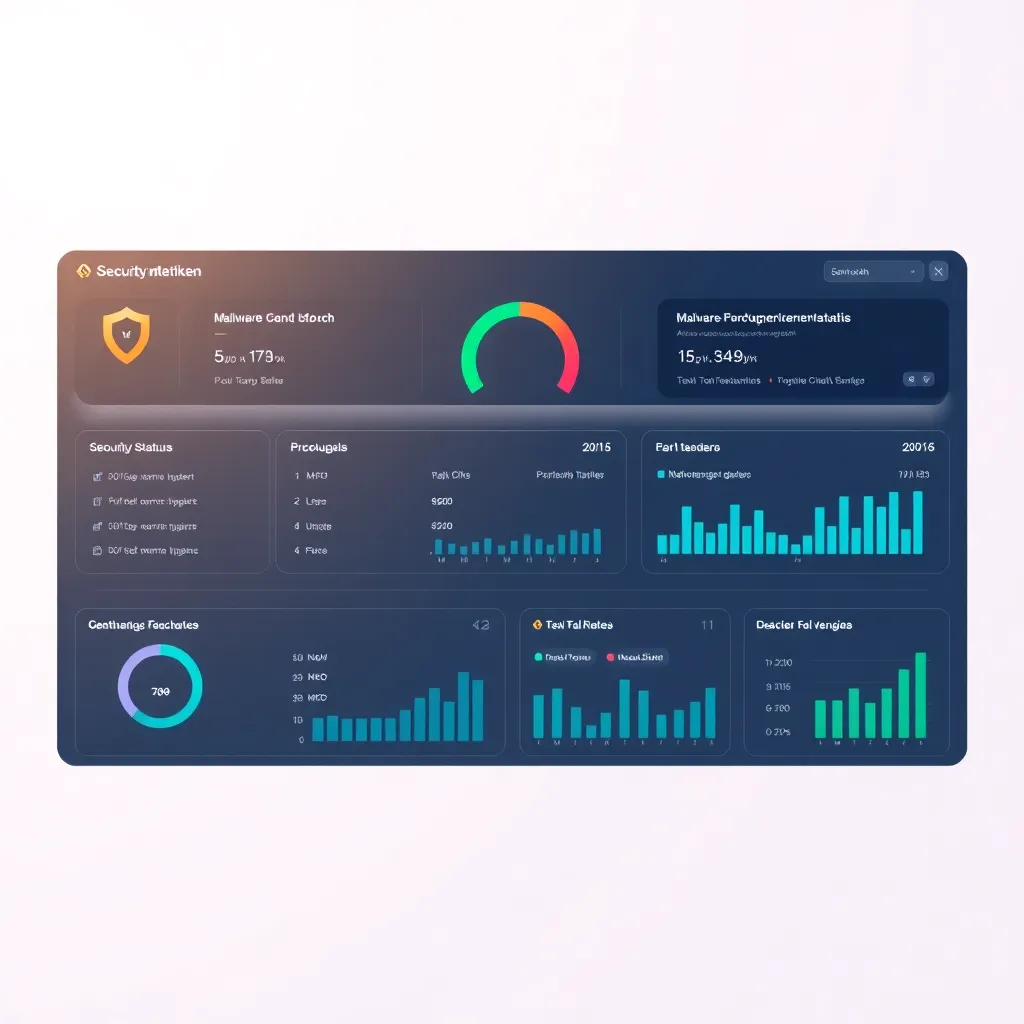 Tableau de bord Plesk futuriste pour la détection automatisée des logiciels malveillants