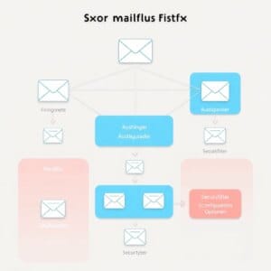 Représentation schématique du flux de courrier Postfix avec des éléments de configuration