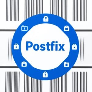 Logo Postfix avec symboles de sécurité pour une sécurité maximale du serveur de messagerie