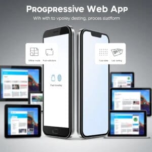 Fonctionnalités de l'application web progressive présentées sur différents appareils