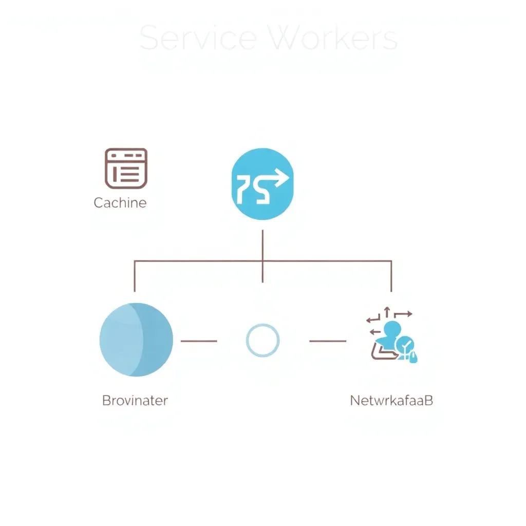 Visualisation abstraite d'un Service Worker en tant qu'intermédiaire entre le navigateur et le réseau