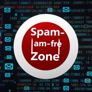 Panneau 'Zone sans spam&apos ; sur fond numérique