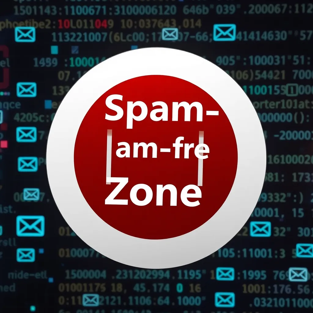 Panneau 'Zone sans spam' sur fond numérique