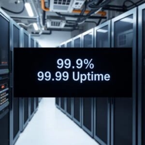 Salle de serveurs avec affichage pour 99,9% Uptime-Garantie