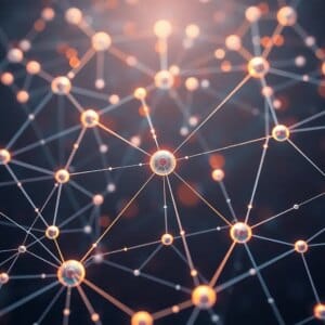 Représentation futuriste d'un réseau décentralisé pour l'hébergement Web3