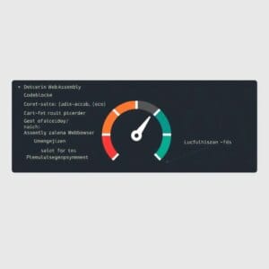 Représentation abstraite de l'intégration de WebAssembly dans les navigateurs web avec des icônes de performance