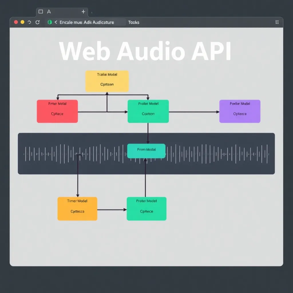 Représentation visuelle de l'architecture de l'API audio Web montrant les nœuds audio et leurs connexions.