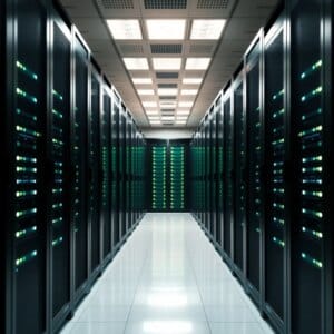 Centre de calcul avec des racks de serveurs modernes