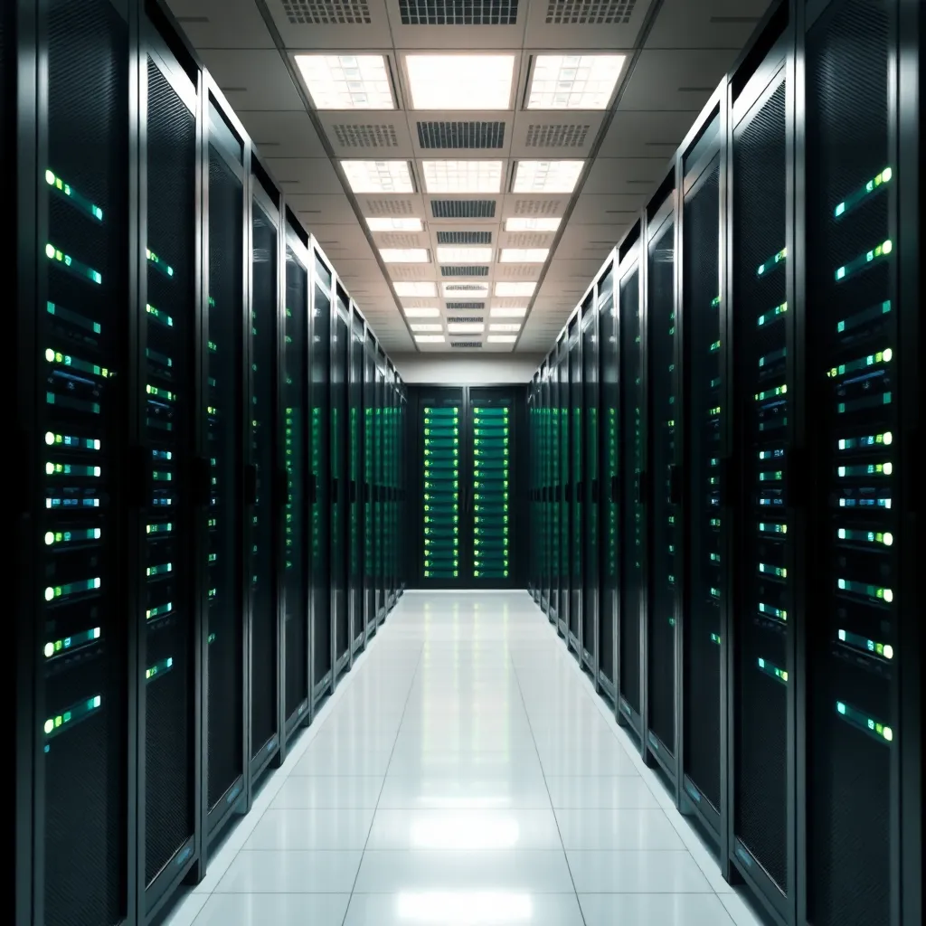 Centre de calcul avec des racks de serveurs modernes