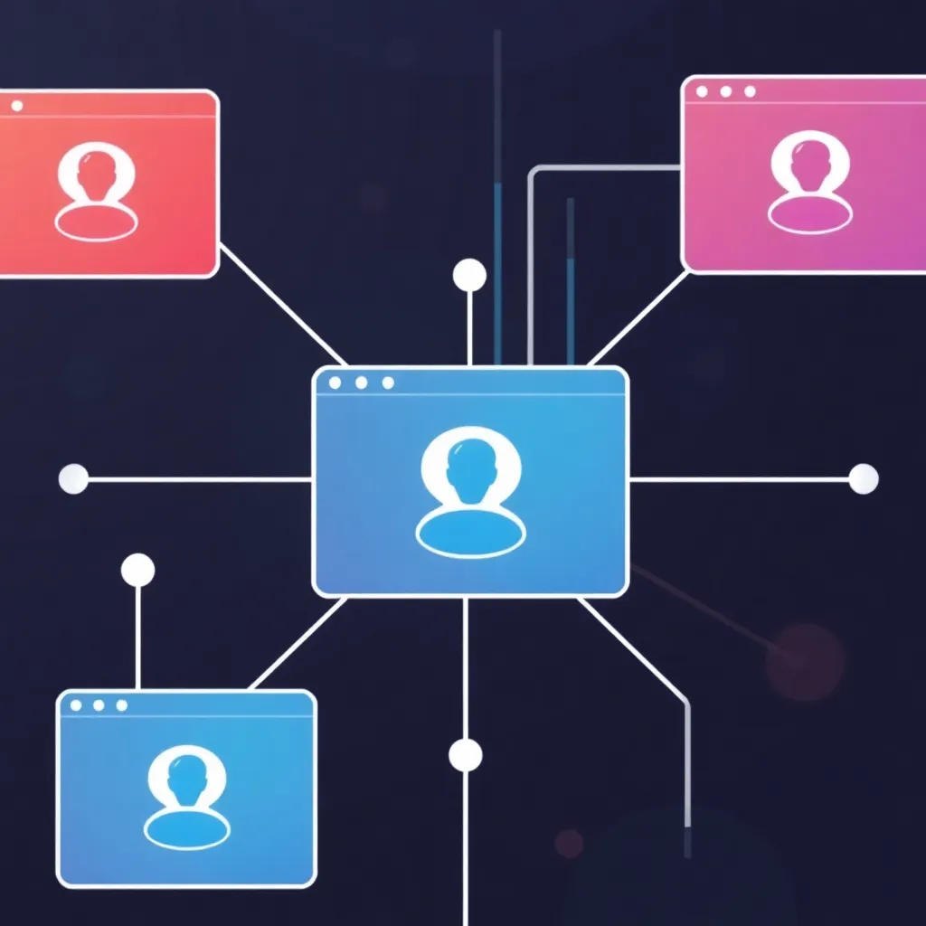 Représentation abstraite de la technologie WebRTC avec des navigateurs en réseau et des données en streaming