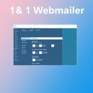 Visualisation abstraite de l'interface utilisateur du Webmailer 1&1 avec les fonctions de messagerie et les options de configuration
