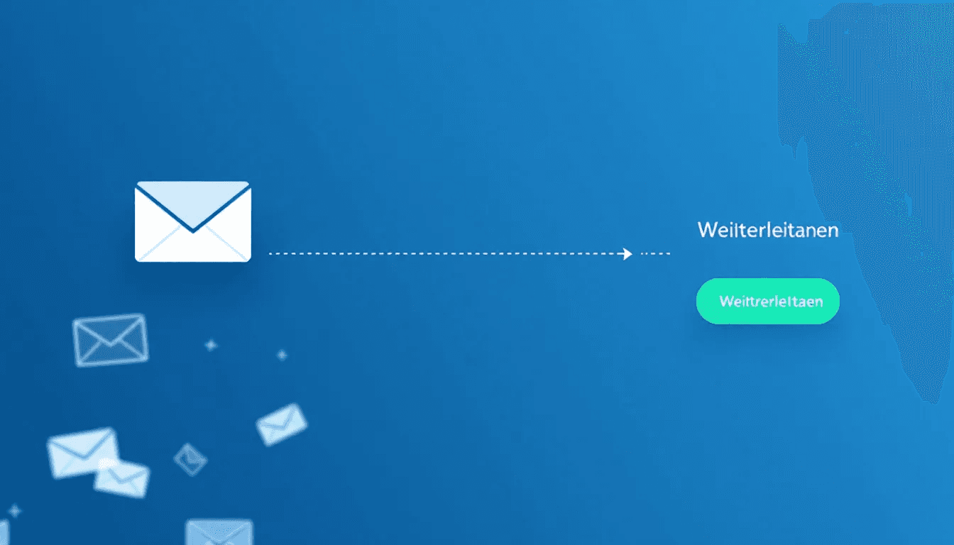 Une représentation graphique de la mise en place d'une redirection d'e-mail dans le webmail de Hosteurope.