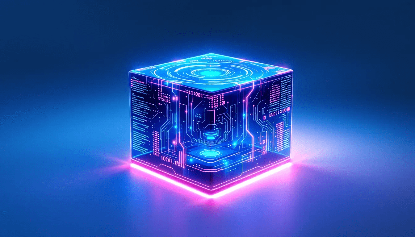 L'image montre le logo d'Oracle VM VirtualBox, un logiciel de virtualisation open source qui permet aux utilisateurs de faire fonctionner différents systèmes d'exploitation tels que Windows, Linux et macOS sur un système hôte. En arrière-plan, on peut voir des icônes et des graphiques représentant les fonctions et les applications du logiciel, y compris la prise en charge des systèmes d'exploitation invités et des réseaux.