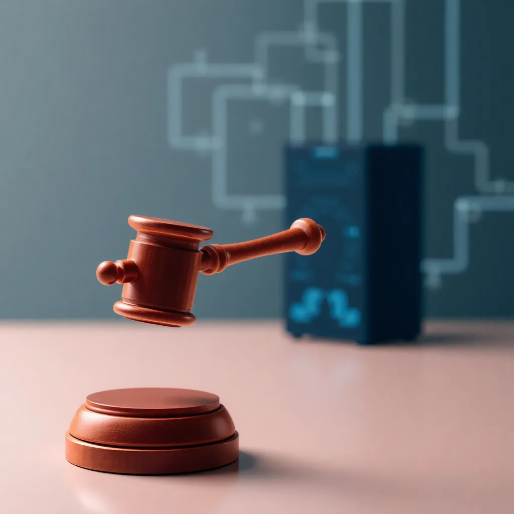 Technique d'hébergement moderne et symboles juridiques pour les obligations légales Hébergeur