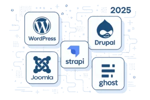 Comparaison des meilleurs systèmes CMS open source en 2025 : WordPress, Drupal, Joomla, Strapi et Ghost