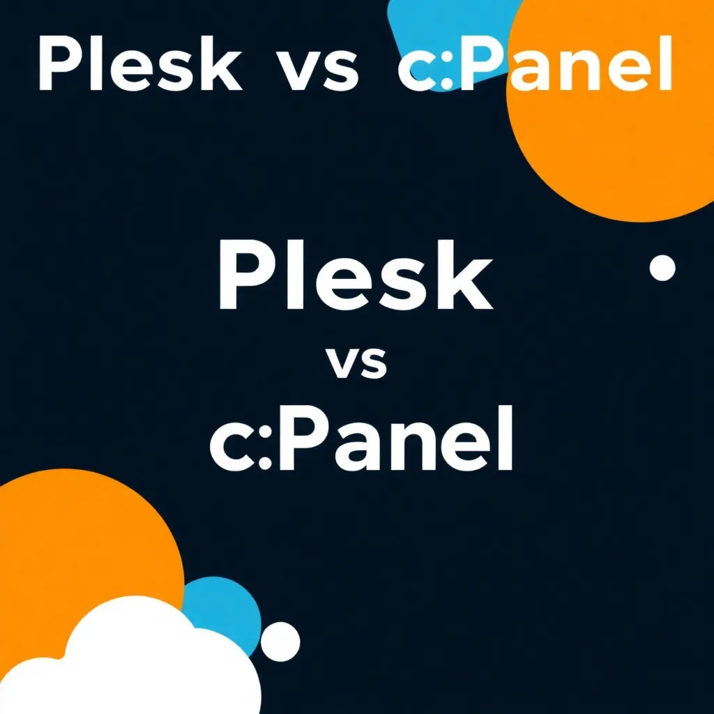 Deux écrans d'ordinateur avec les interfaces d'hébergement web de Plesk et cPanel sur un bureau moderne