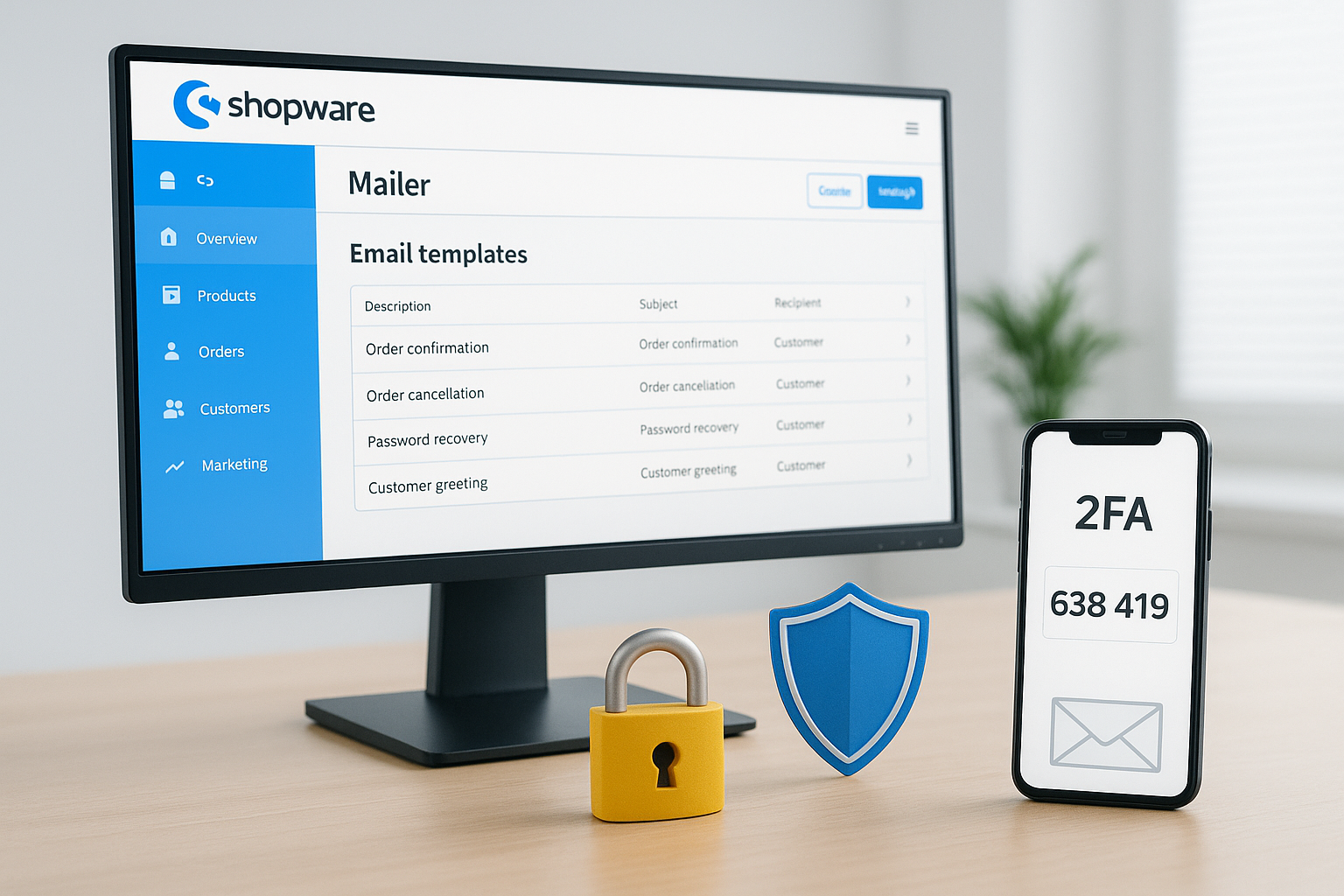 Shopware installation e-mail et sécurité au travail