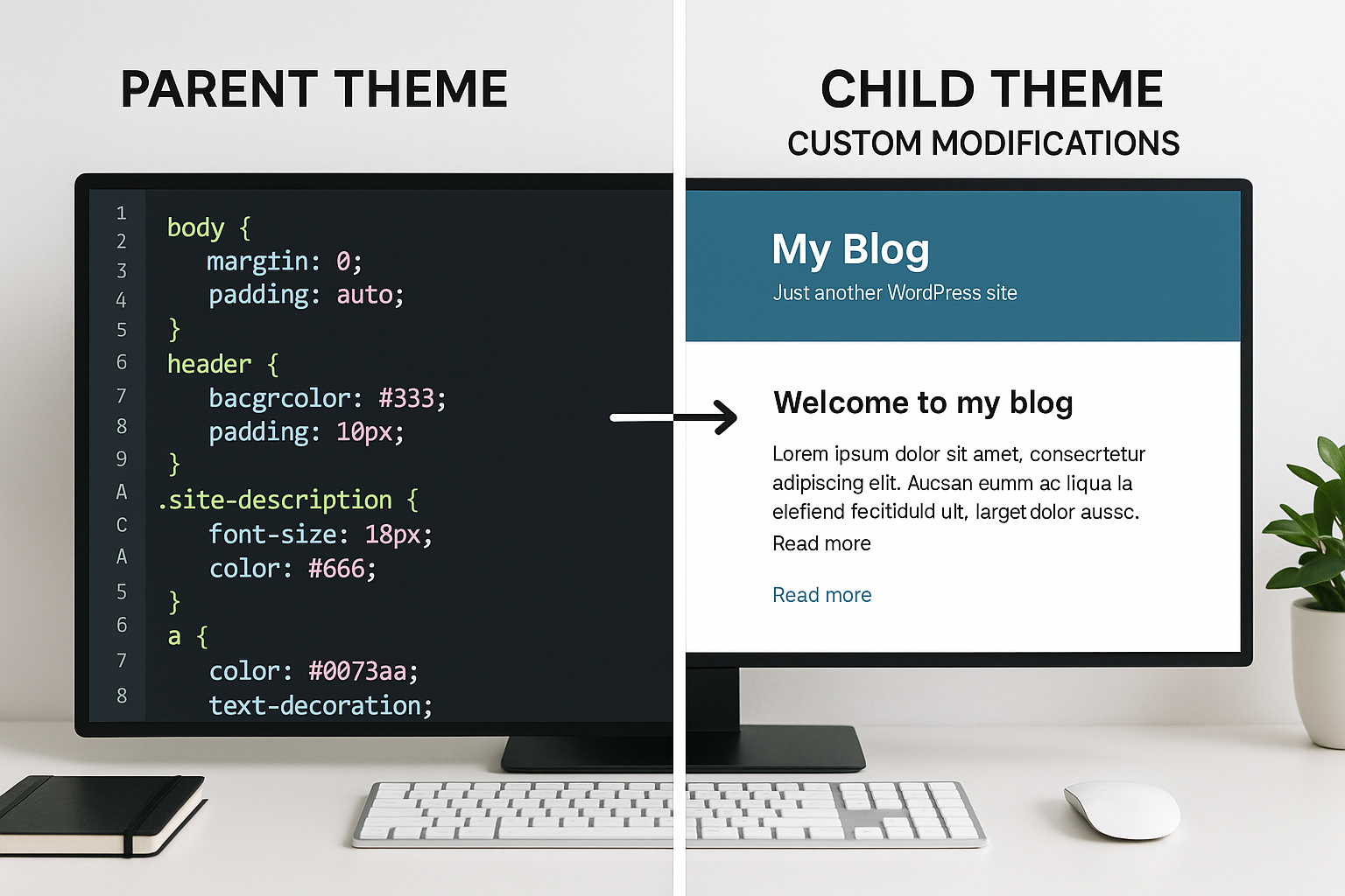 Développement d'un thème enfant WordPress avec exemple de code et structure d'héritage