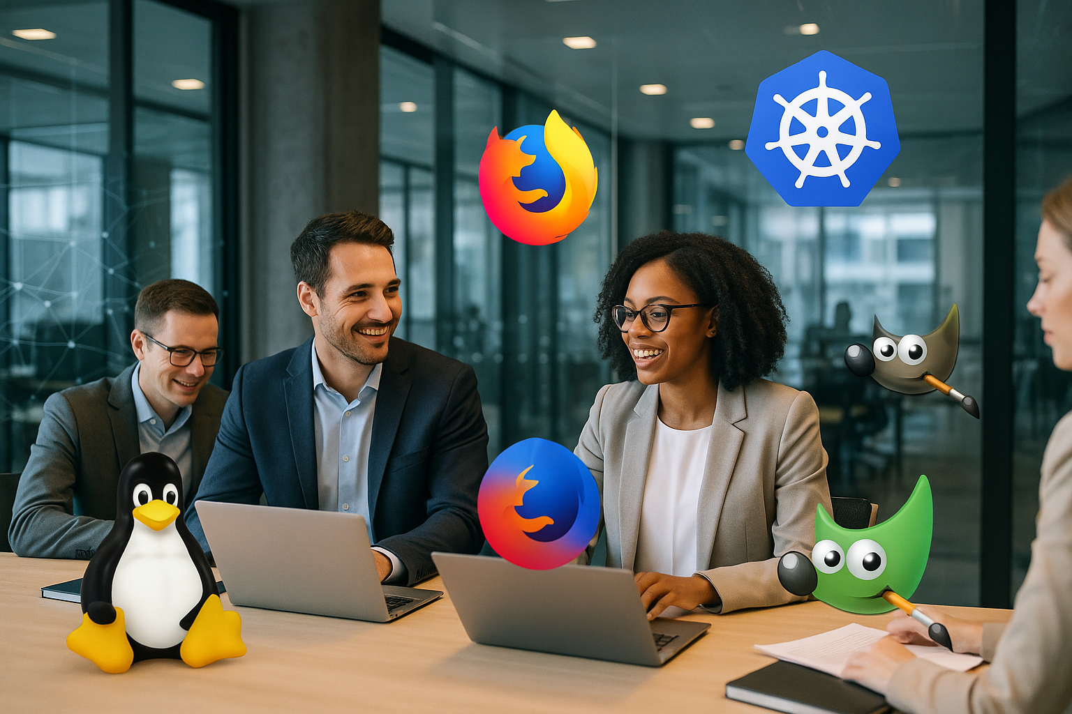 Représentation photoréaliste de logiciels open source dans un environnement d'entreprise moderne