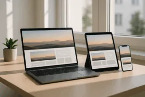 Les appareils modernes affichent un site web responsive sur différents écrans