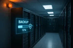 Salle de serveurs avec infrastructure de sauvegarde pour la récupération d'urgence