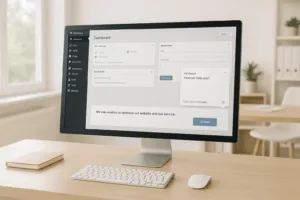 Module de chat en direct dans le tableau de bord WordPress avec focalisation sur la protection des données
