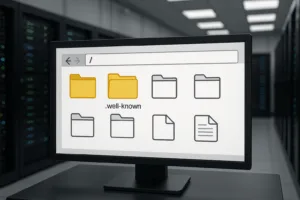 Serveur symbolique avec dossier .well-known visible dans le réseau de structure de données