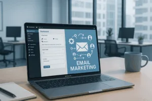Présentation photoréaliste : backend WordPress avec automatisation de l'e-mail marketing