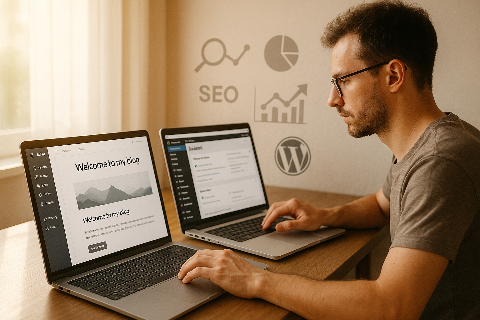 Blogger passant de Squarespace à WordPress avec deux écrans