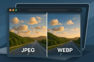 Comparaison d'images JPEG vs. WebP à l'exemple d'une mise en page de site web moderne