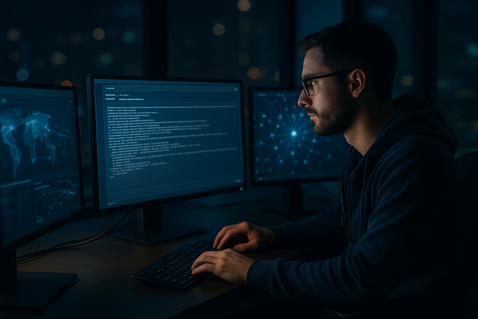 Un analyste examine les en-têtes d'e-mails pour identifier les sources de spam sur le moniteur