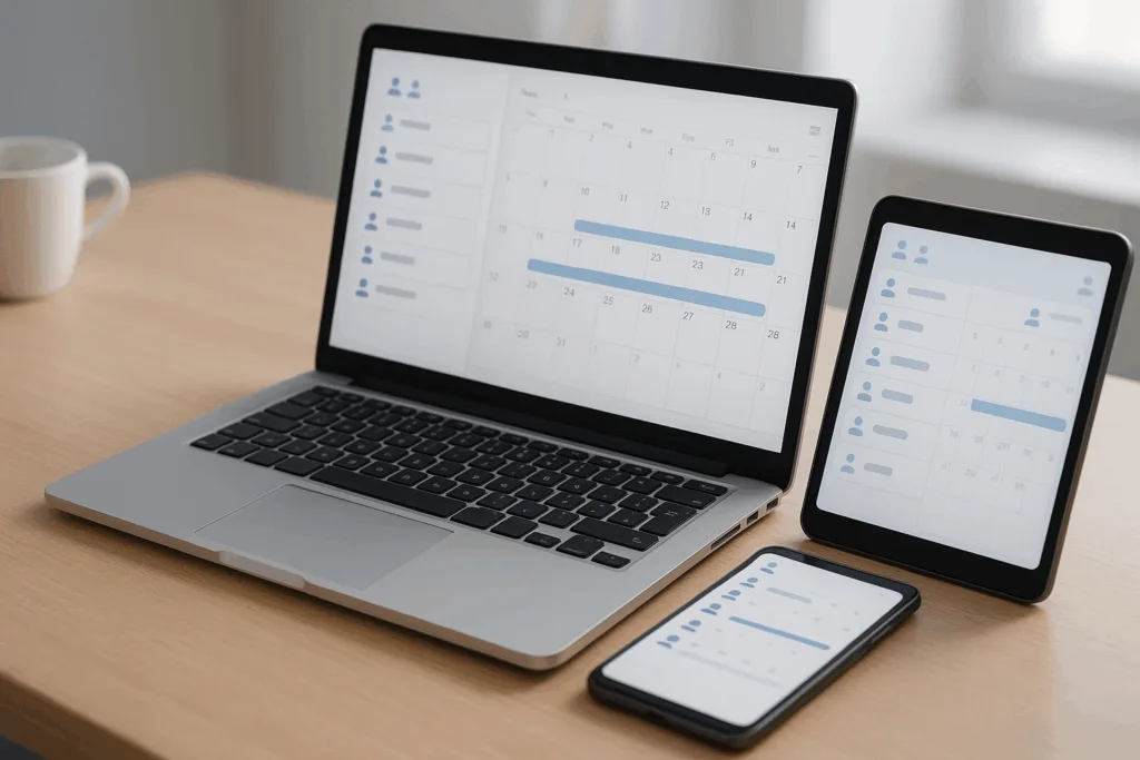 Appareils numériques avec calendriers et contacts synchronisés via CalDAV et CardDAV