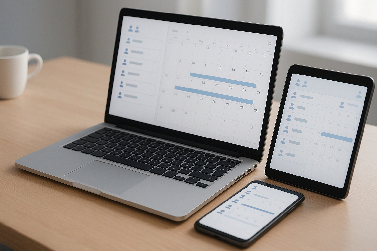 Appareils numériques avec calendriers et contacts synchronisés via CalDAV et CardDAV