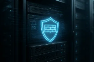 Centre de données avec bouclier pare-feu numérique et éléments de cybersécurité