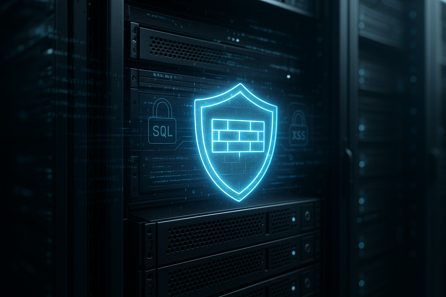 Centre de données avec bouclier pare-feu numérique et éléments de cybersécurité